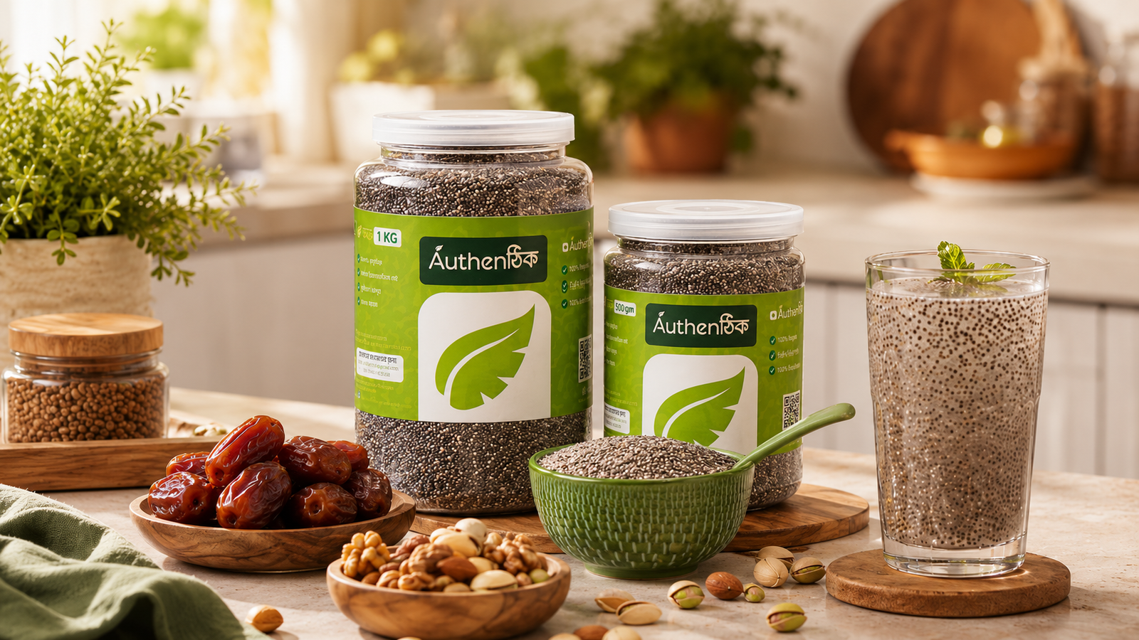 Premium healthy chia drink with natural ingredients